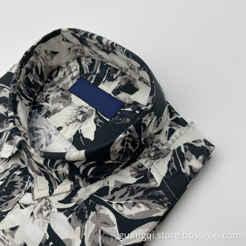 Full flower print beach men's short sleeve shirt